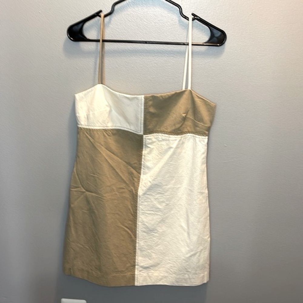 BEC & BRIDGE Artie Mini Dress Tan/White Size 8 - Picture 2 of 5